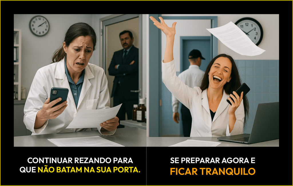 Comparativo entre continuar com medo da fiscalização ou ficar tranquilo com o controle de qualidade em dia
